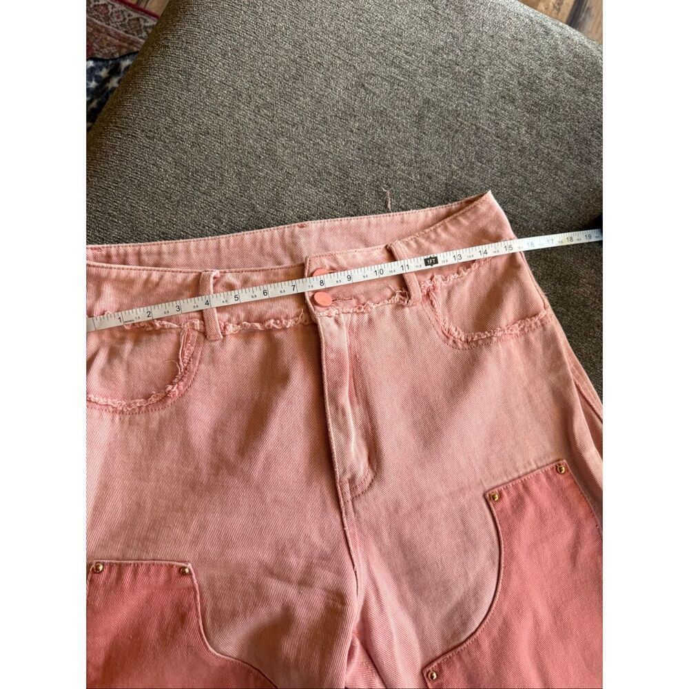 AKIRA Pink Two Tone Wide Leg Carpenter Jeans XL Y2K Barbiecore - Picture 7 of 11